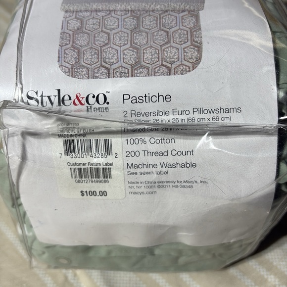 Style & Co. Reversible Euro Pillowshams - Green - Picture 3 of 4